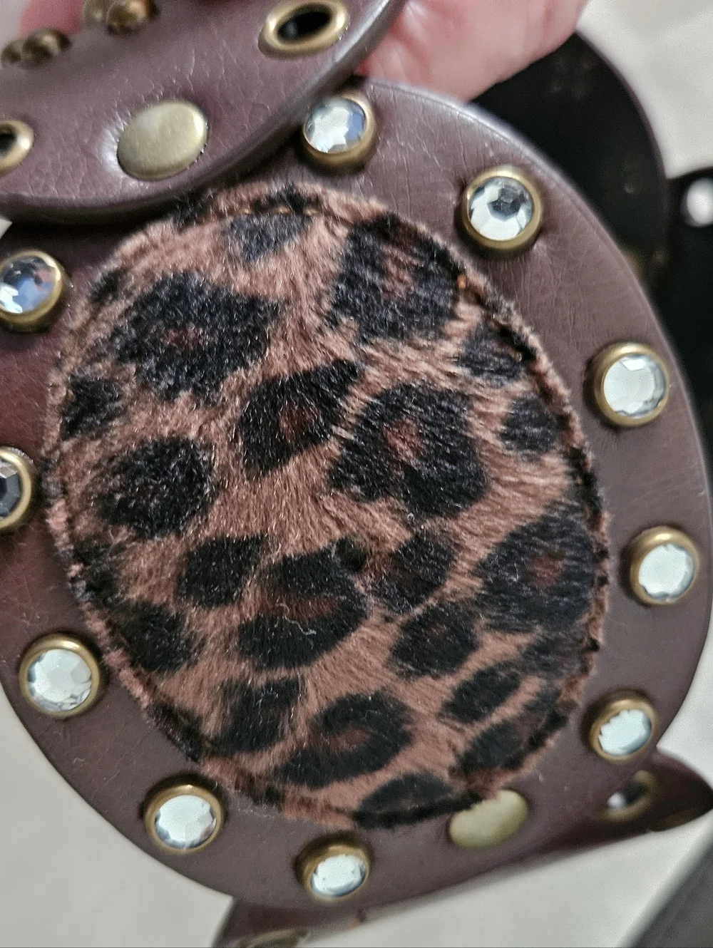 Western Belt Animal Hair Insets Rhinestones